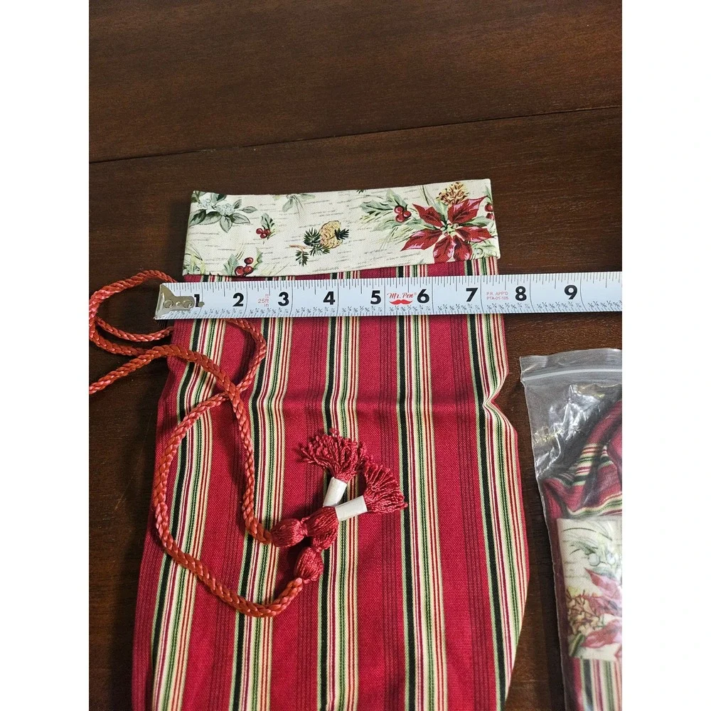 Longaberger Holiday Botanical Fabric Wine Spirits Gift Bag Holder Set of 2
